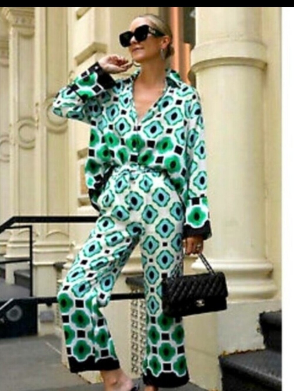 ZARA  2pc SET CO ORD Flowy Geometric Print Pants and TopSIZE XL/XXL
